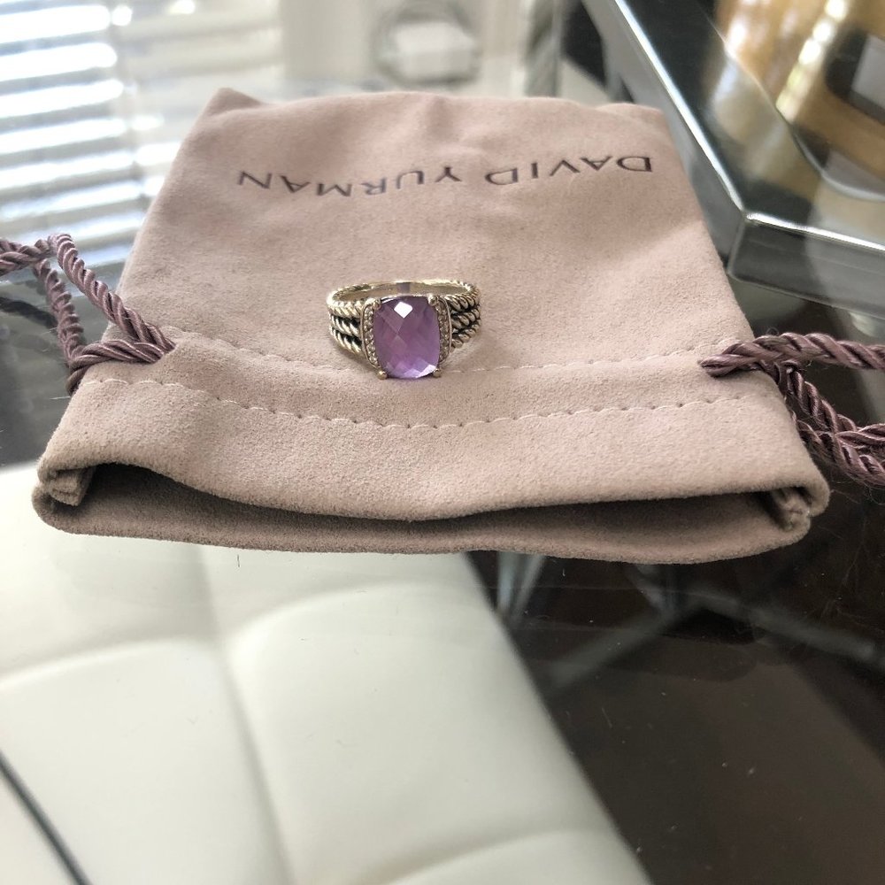AUTHENTIC DAVID YURMAN 10 x 8 AMETHYST AND DIAMOND